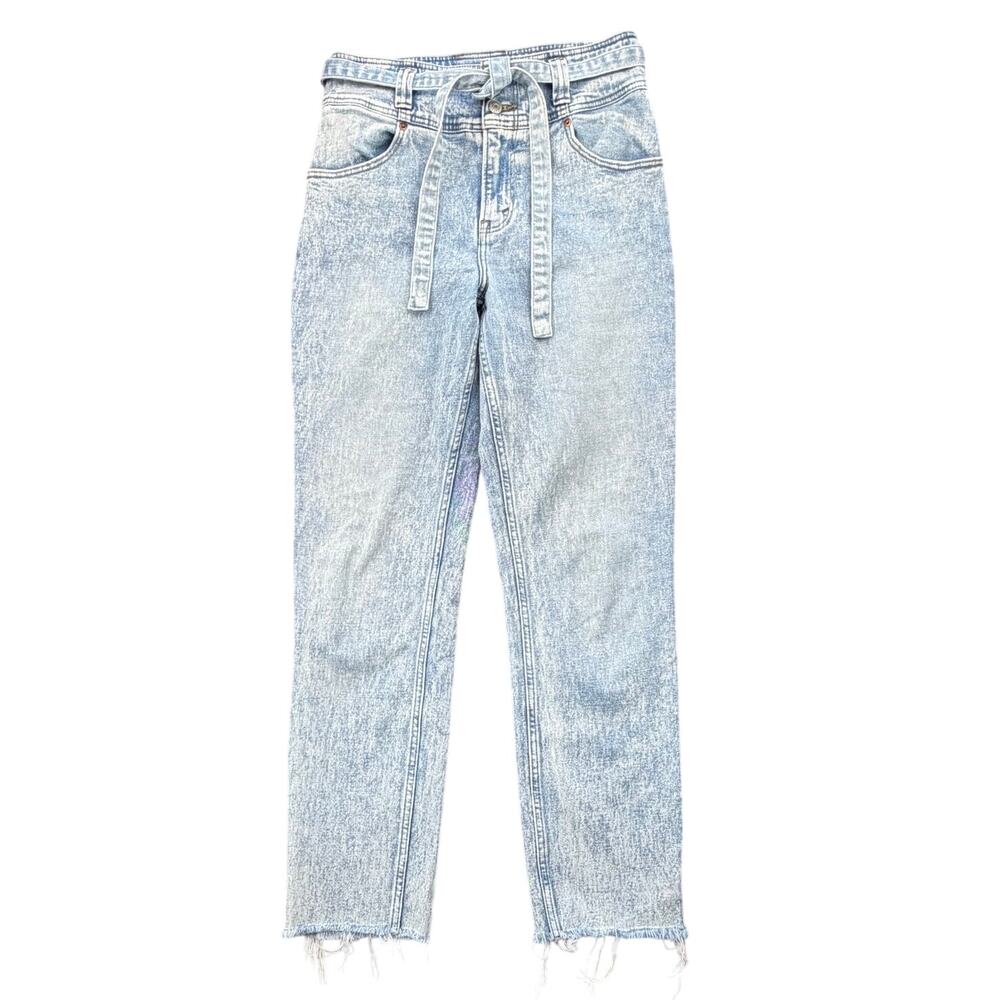 Abercrombie & Fitch LONG High Rise Tie-Waist Casual Light Wash Mom Denim Jean